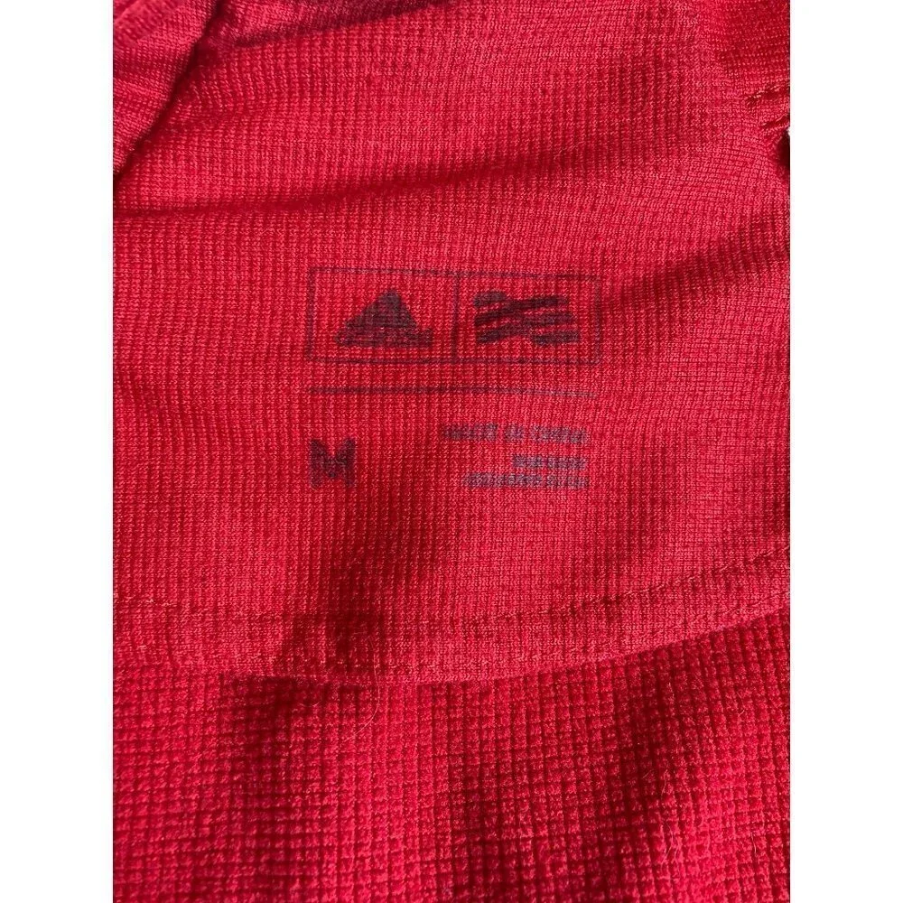 Adidas Long Sleeve Shirt‎ Mens M 1/4 Zip Honda Classic Waffle Golf Deep Red